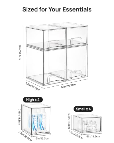 Clear Stackable Storage Drawers Set of 8 (8 Count)