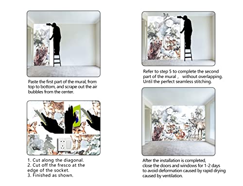 Boys or Girls Cartoon Watercolor Animals wallpeper Nursery Kids Bedroom wall Mural
