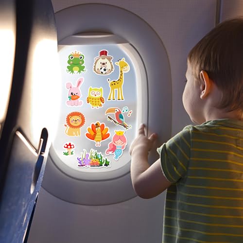 Window Clings Stickers for Kids Window Gel Clings Decals Thick Gel Clings Toddlers and Adults Classroom Home Nursery Airplane Birthday Party Supplies