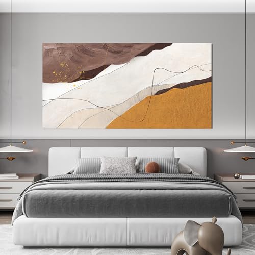 Large Modern Brown Wall Art Decor Canvas Abstract Wall Art Decor 29"x58"