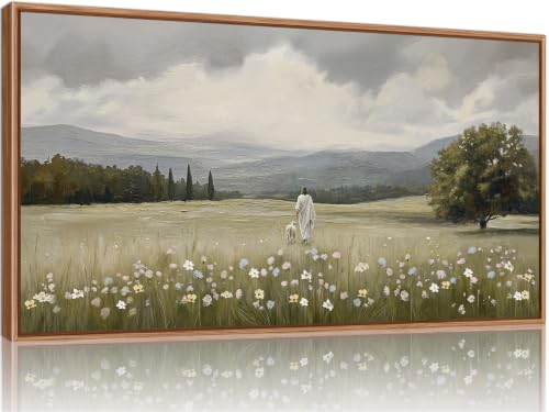 Jesus and Lamb Framed Canvas Wall Art