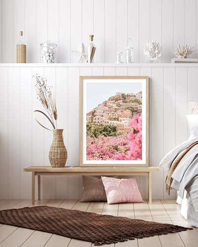 12x16IN Amalfi Coast Framed Wall Art Positano Coastal Print