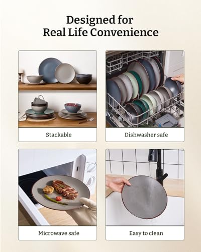 Venus Stoneware Dinnerware Sets with Pasta Bowls (24 Count)