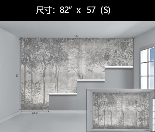 Grey Vintage Forest Wall Paper Mural Peel and Stick for Bedroom