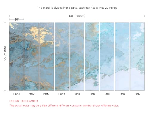Abstract Wallpaper Blue Gold Marble Texture Wall Mural Wallpaper