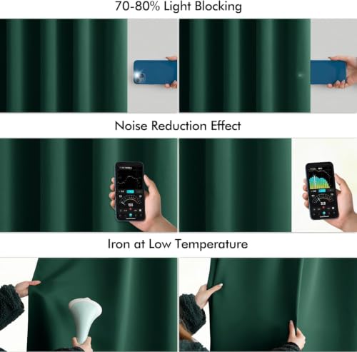 Christmas Hunter Green Back Tab Blackout Curtains 52"x84" 2 Panels (2 Count)