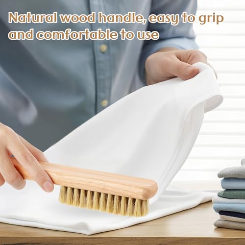 3 Pcs Wood Laundry Stain Brush Stain Remover Brushes with Boar Bristle Small Stain Brush for Clothes for Scrubbing Stains from Furniture Fabric Leather (3 Count)