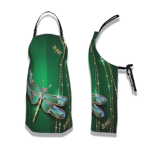 Garden Apron for Women Beautiful Vivid Dragonfly Aprons for Men for Kitchen Cooking Restaurant BBQ Painting Crafting Gardening 27”