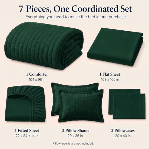 California King Comforter Set Emerald Green Seersucker Bed in a Bag