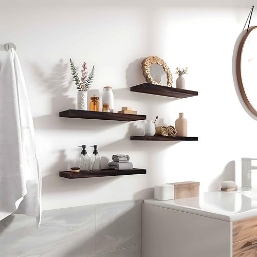 Wood Floating Shelves for Wall Decor (4 Count)