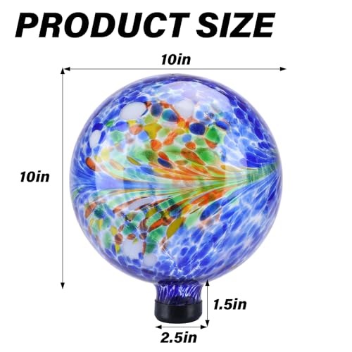 10" Gazing Ball Glass Reflective Garden Globe for Outdoor Lawn Decor