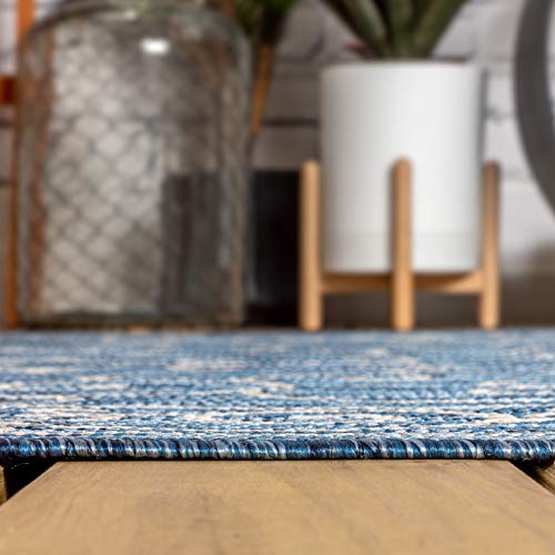 Vintage Filigree Indoor Outdoor Square Area Rug 6X6 Navy