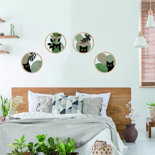 Sage green Cat Wall Art Sage green C at Room Decor Aesthetic (4 Count)