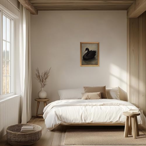 Framed Swan Canvas Wall Art for Living Room