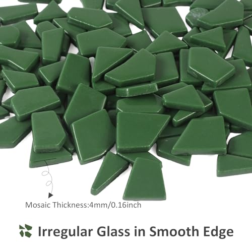 200g Green Glass Mosaic Tiles (7.05 Ounce)