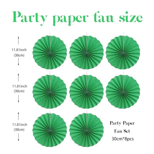Green Party Decorations Green Hanging Paper Round Fans Bulk 12inch DIY (12 Count)