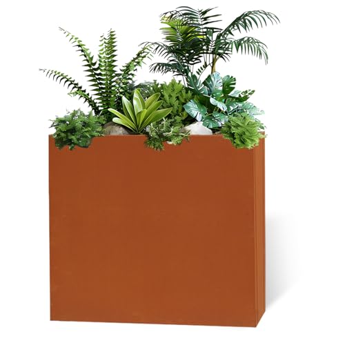 Corten Steel Planter 24" L x 10" W x 24" H Rusted Metal Rectangular Planter