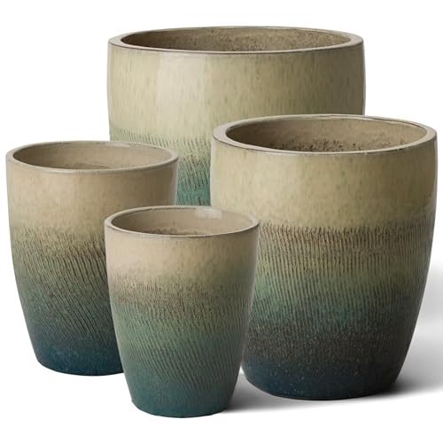 Bullet 11.5 in. Bayside Green Ceramic Round Planter