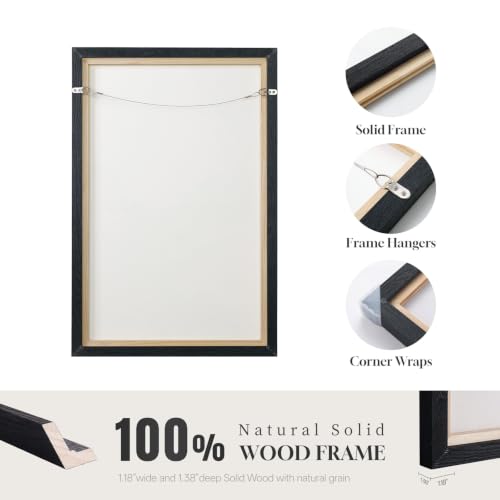 Large Framed Black and White Abstract Wall Art for Living Room (3 Count)