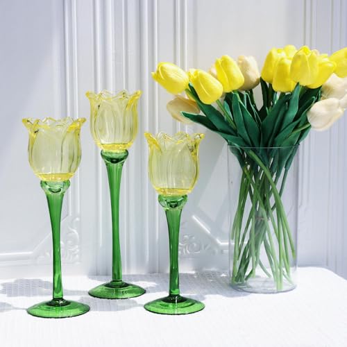 Yellow Tulips Candle Holders Set of 3 (3 Count)
