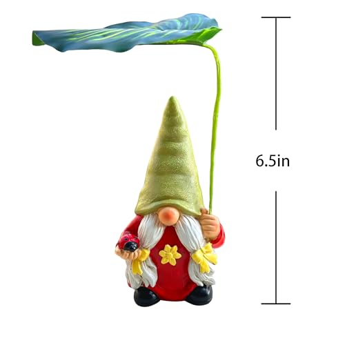 Garden Female Gnome Statue Decoration with Leaf Umbrella