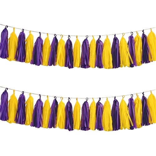 Purple Yellow Paper Tassel (20 Count)