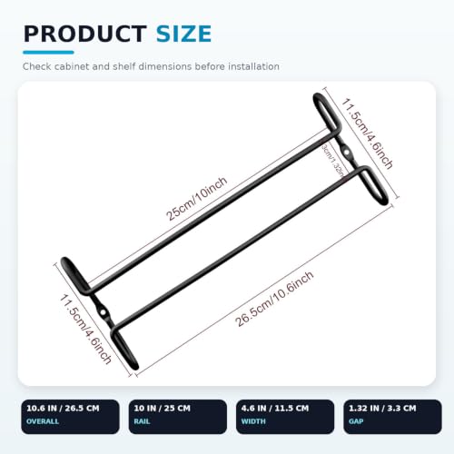 2 Pack 10.3 Inch Under Cabinet Hanging Wine Glass Racks (2 Count)