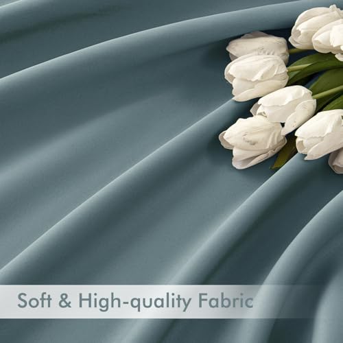 Greyish Blue Back Tab Blackout Curtains 52x108 Inch Long 2 Panel Set (2 Count)
