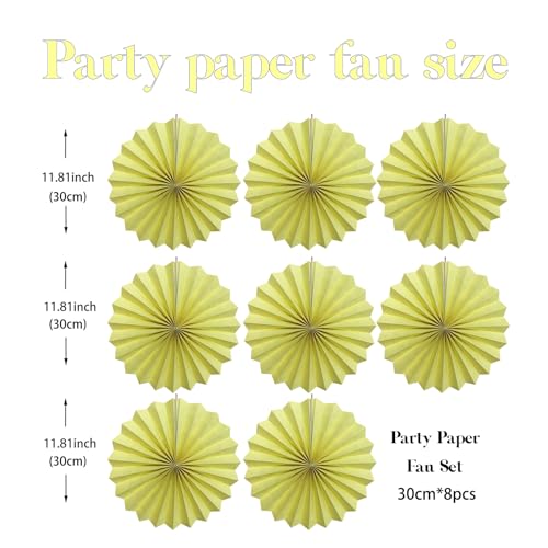 Yellow Party Decorations Light Yellow Round Paper Fan 12inch DIY (30 Count)