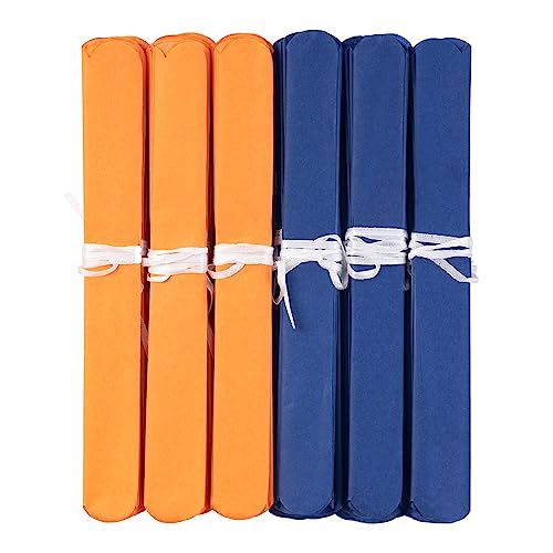 Orange Navy Blue Tissue Paper Pom Poms Party Decorations Paper Flowers (18 Count)