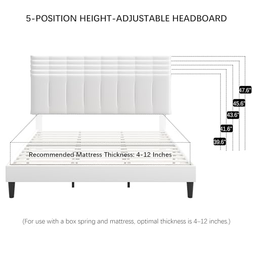 King Size Bed Frame with Upholstered Headboard