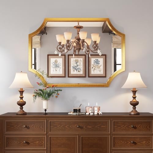 20"x28" Gold Foil Metal Scalloped Decorative Wall Mirror