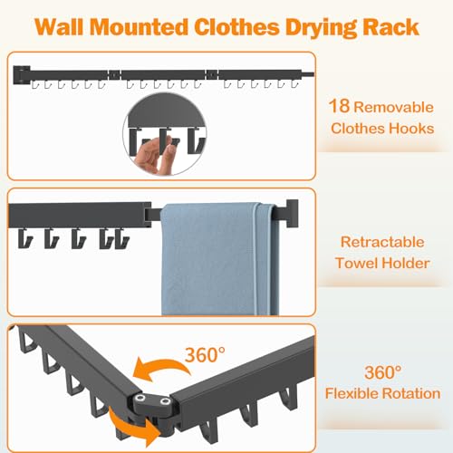 Wall Mount Clothes Drying Rack