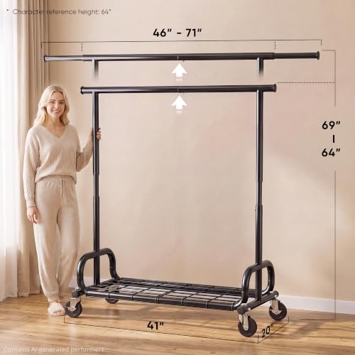 Clothes Rack 450LBS Adjustable Garment Rack with Wheels