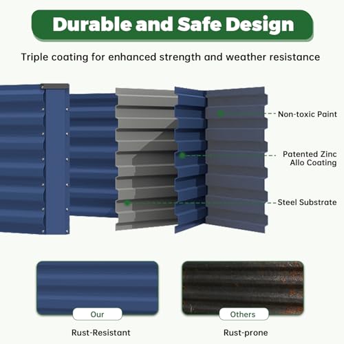 6x3x2ft Outdoor Metal Raised Garden Bed (4 Count)