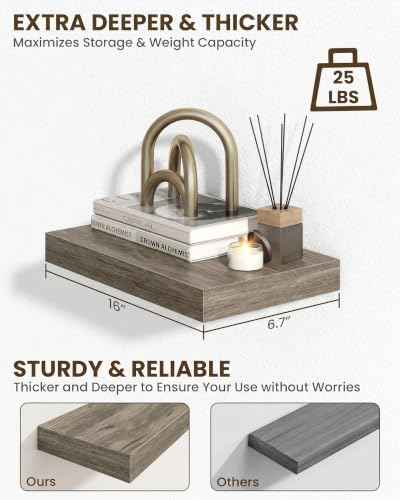 16" Floating Shelves for Wall (2 Count)