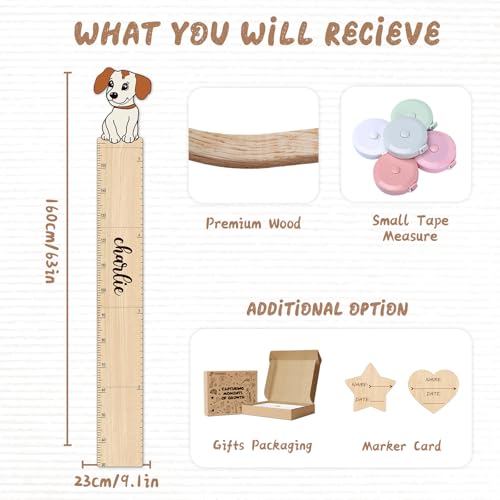 Custom Name Wood Height Chart for Kids Wall Measurement