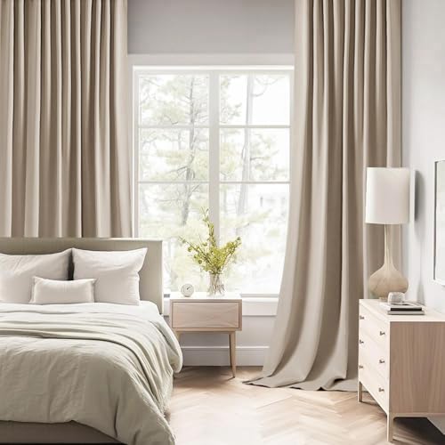 Taupe Back Tab Blackout Curtains 52x108 Inch Long 2 Panels Set (2 Count)