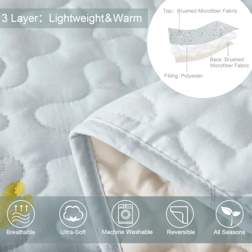 Reversible Boho Quilt King Size Aqua (3 Count)