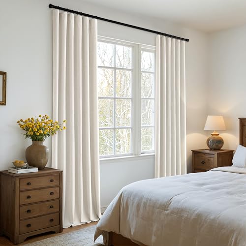 100% Blackout Back Tab Pleat Linen Curtains 50" Wx72 L (2 Count)