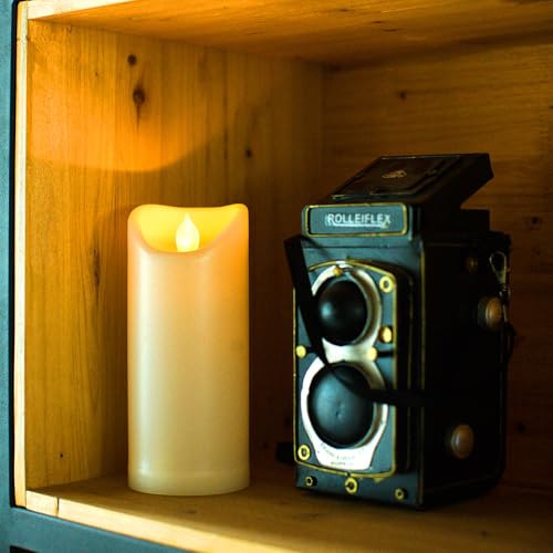 Outdoor Battery Operated Flameless Candles with Remote Timer Waterproof Flickering Plastic Electric LED Pillar Lights for Lantern Patio Garden Wedding Party Decorations 3x7 Inches 2 Pack (2 Count)