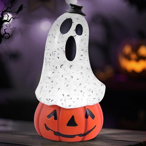Halloween Snow Globe Lantern with Ghost and Pumpkin