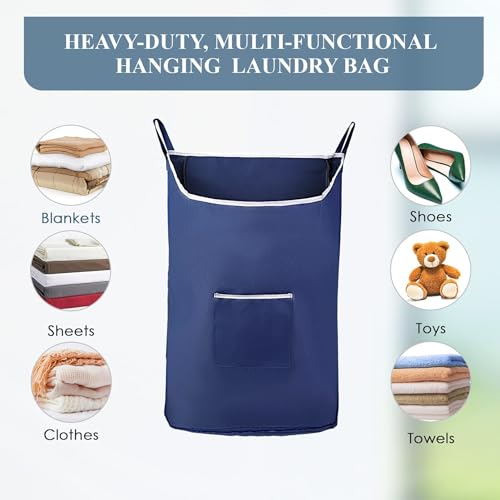 Fine Living Co. Large Hanging Laundry Hamper with Over Door Hooks & Adhesive