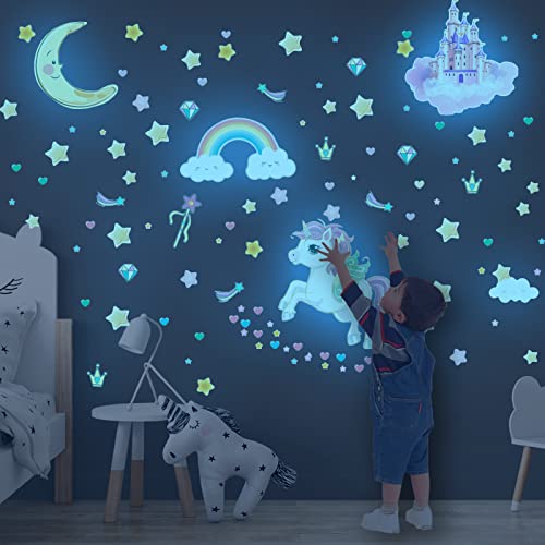 Glow in The Dark Stars and Unicorn Wall Decals