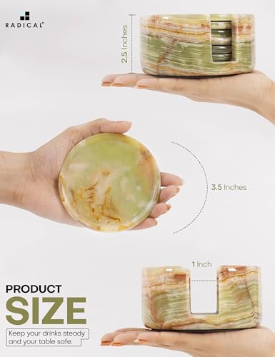 Round Marble Coasters Set of 6 with Holder