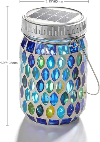 4 Pack Mosaic Lanterns Outdoor Waterproof with 215% Larger Solar Panel (4 Count)