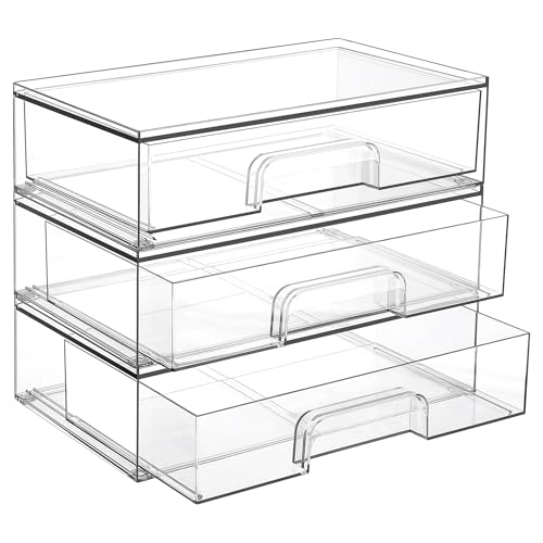 12.1''W Clear Stackable Storage Drawers (3 Count)