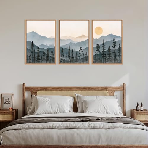 Boho Mountain Framed Canvas Wall Art Set (3 Count)