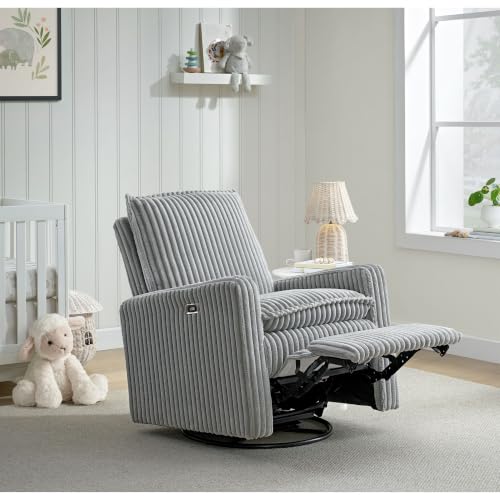 Uptown Power Glider Recliner Rocking Chair 270° Swivel for Nursery and Living Room