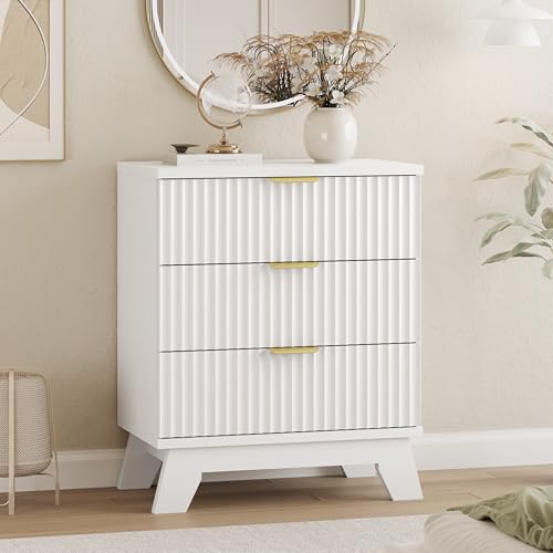 Fluted Dresser for Bedroom with 3 Drawers
